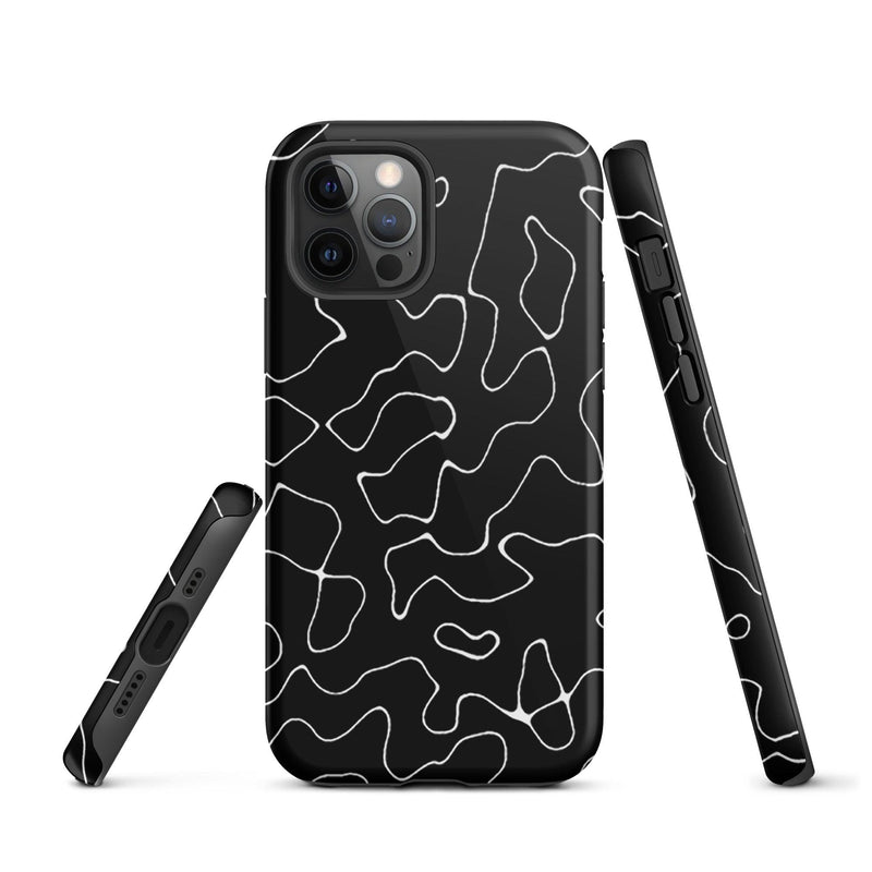 Load image into Gallery viewer, Organic Black White Colorful Hardshell iPhone Case Double Layer Impact Resistant Tough 3D Wrap Matte or Glossy Finish CREATIVETECH
