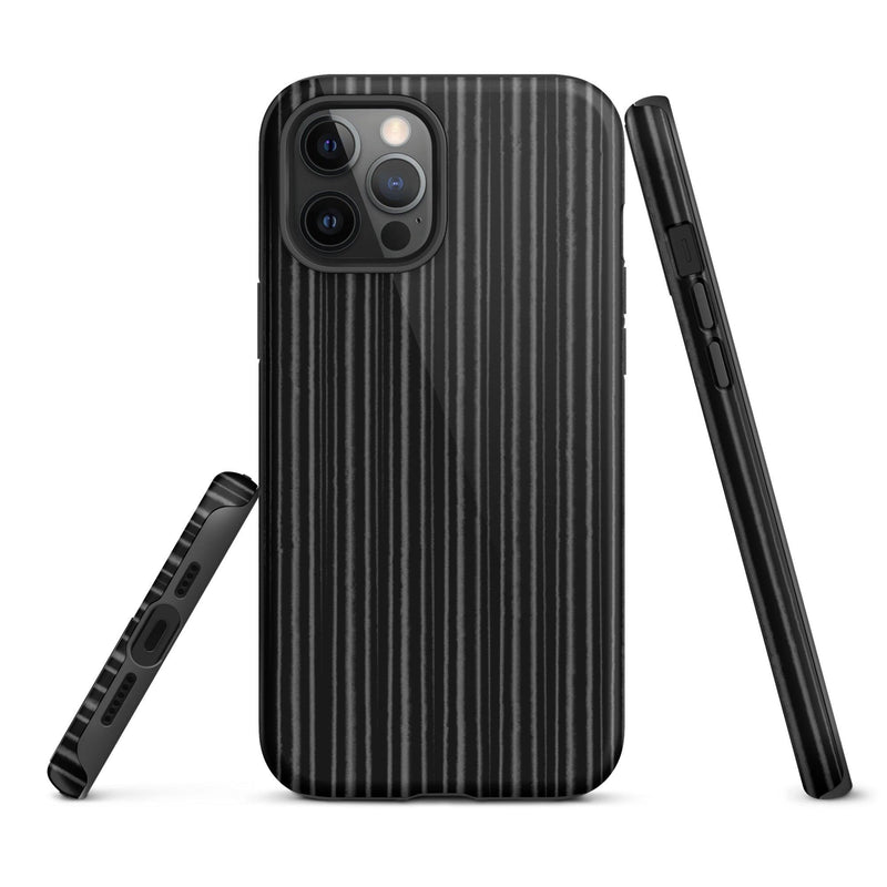 Load image into Gallery viewer, Black Ribbed Carbon Fiber iPhone Case Double Layer Impact Resistant Tough 3D Wrap Matte or Glossy Finish CREATIVETECH
