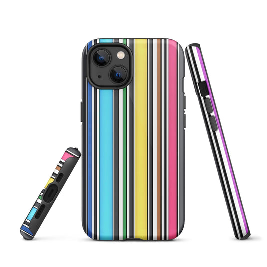 Rainbow Striped Colorful Hardshell iPhone Case Double Layer Impact Resistant Tough 3D Wrap Matte or Glossy Finish CREATIVETECH