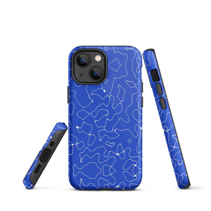 Abstract Organic Blue Hardshell iPhone Case Double Layer Impact Resistant Tough 3D Wrap Matte or Glossy Finish CREATIVETECH