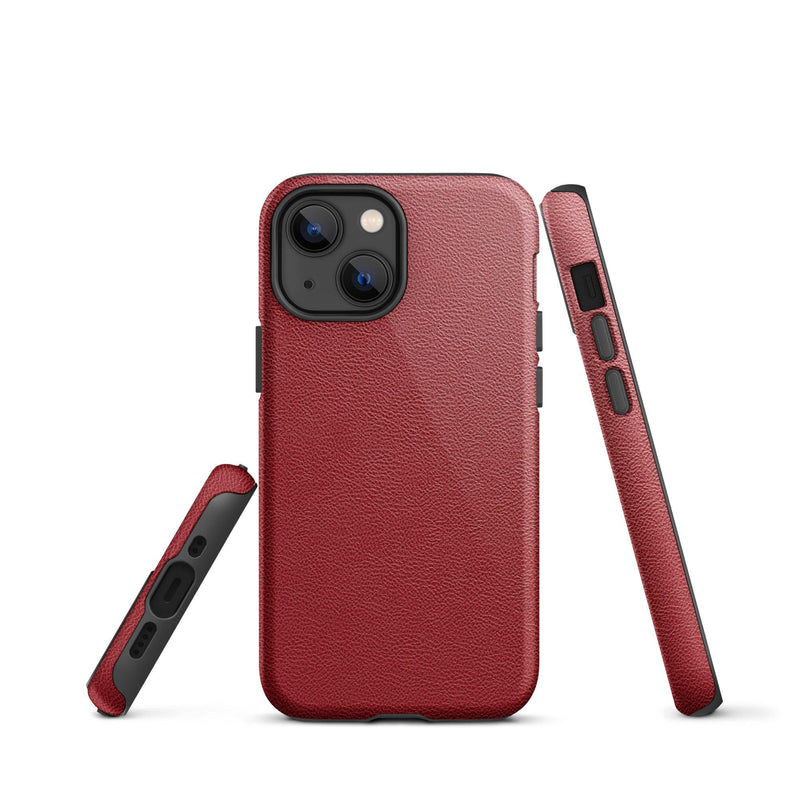 Load image into Gallery viewer, Red Leather iPhone Case Double Layer Impact Resistant Tough 3D Wrap Matte or Glossy Finish CREATIVETECH
