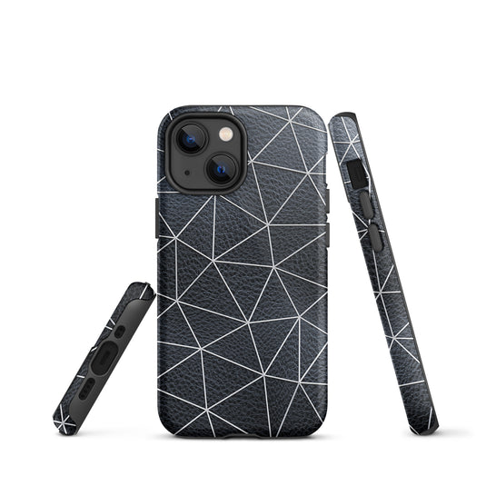 Polygon White Black Leather iPhone Case Hardshell 3D Wrap Thermal CREATIVETECH