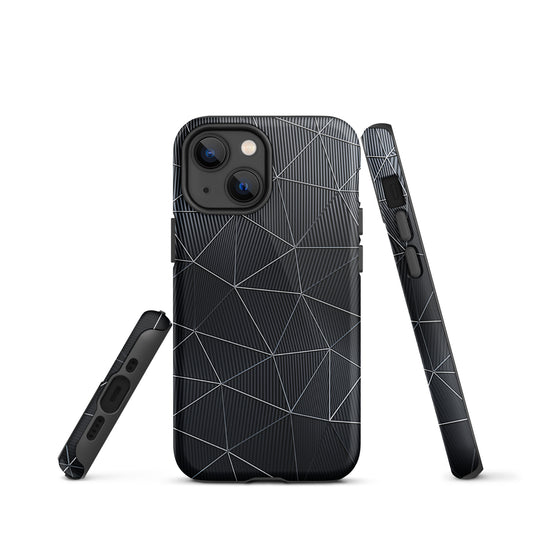 Silver Polygon Black Fiber Striped iPhone Case Hardshell 3D Wrap Thermal CREATIVETECH