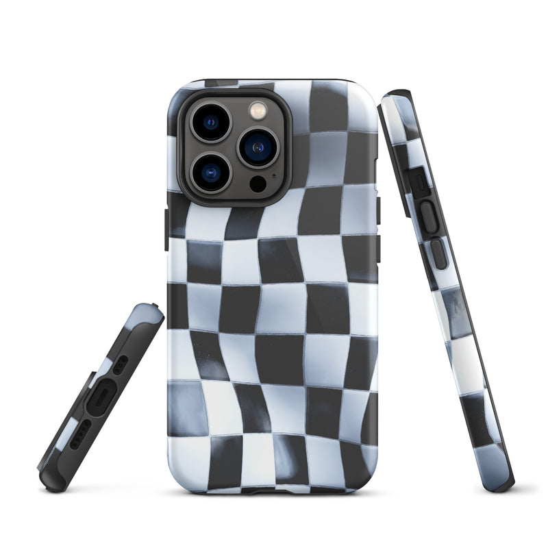 Load image into Gallery viewer, Wavy Chess Wall iPhone Case Hardshell 3D Wrap Thermal CREATIVETECH
