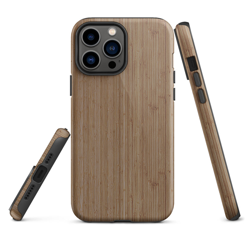 Load image into Gallery viewer, Brown Bamboo Wood iPhone Case Hardshell 3D Wrap Thermal CREATIVETECH
