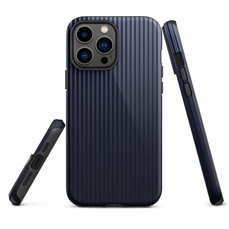 Load image into Gallery viewer, Dark Blue Striped iPhone Case Hardshell 3D Wrap Thermal CREATIVETECH
