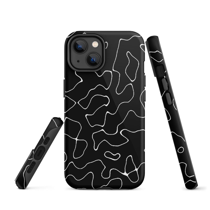 Load image into Gallery viewer, Organic Black White Colorful Hardshell iPhone Case Double Layer Impact Resistant Tough 3D Wrap Matte or Glossy Finish CREATIVETECH
