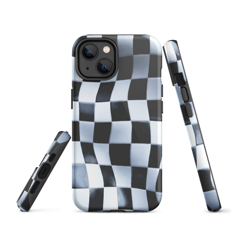 Load image into Gallery viewer, Wavy Chess Wall iPhone Case Hardshell 3D Wrap Thermal CREATIVETECH
