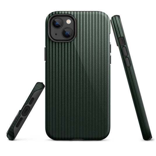 Dark Green Carbon Fiber Striped iPhone Case Hardshell 3D Wrap Thermal Plain Color CREATIVETECH
