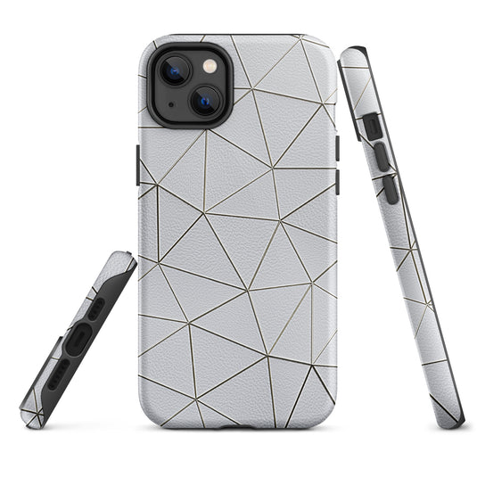 Golden Polygon White Leather iPhone Case Hardshell 3D Wrap Thermal CREATIVETECH