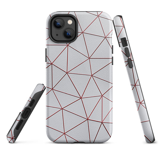 Polygon White Red Leather iPhone Case Hardshell 3D Wrap Thermal CREATIVETECH