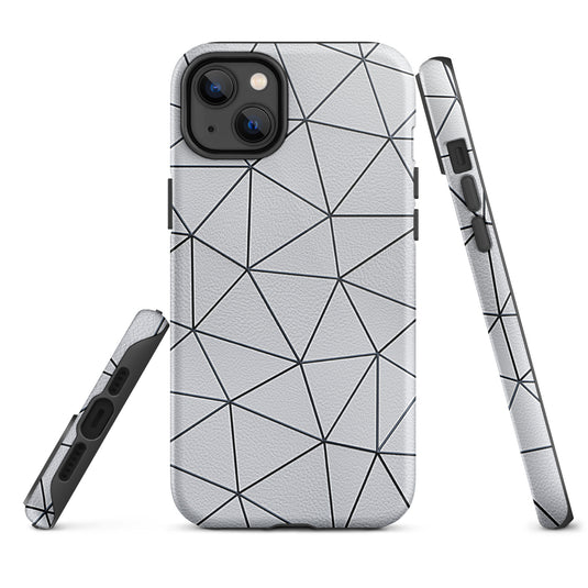 Polygon Black White Leather iPhone Case Hardshell 3D Wrap Thermal CREATIVETECH