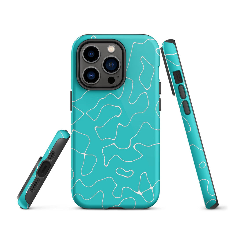 Load image into Gallery viewer, Abstract Organic Marine Blue Green Colorful Hardshell iPhone Case Double Layer Impact Resistant Tough 3D Wrap Matte or Glossy Finish CREATIVETECH

