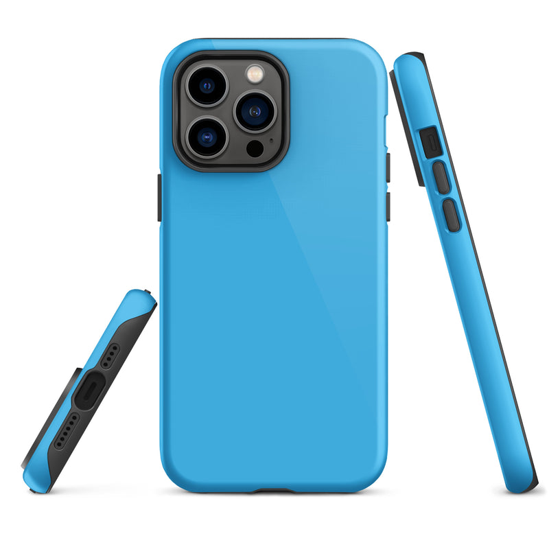 Load image into Gallery viewer, Deep Sky Blue iPhone Case Hardshell 3D Wrap Thermal Plain Color CREATIVETECH
