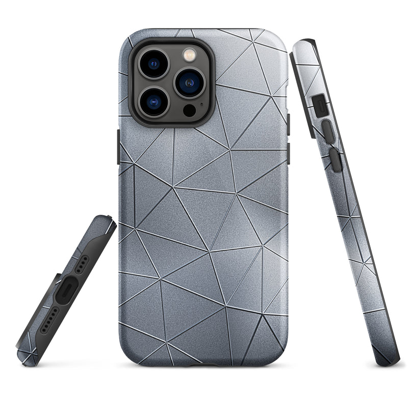 Load image into Gallery viewer, Silver  Polygon Metal iPhone Case Hardshell 3D Wrap Thermal CREATIVETECH
