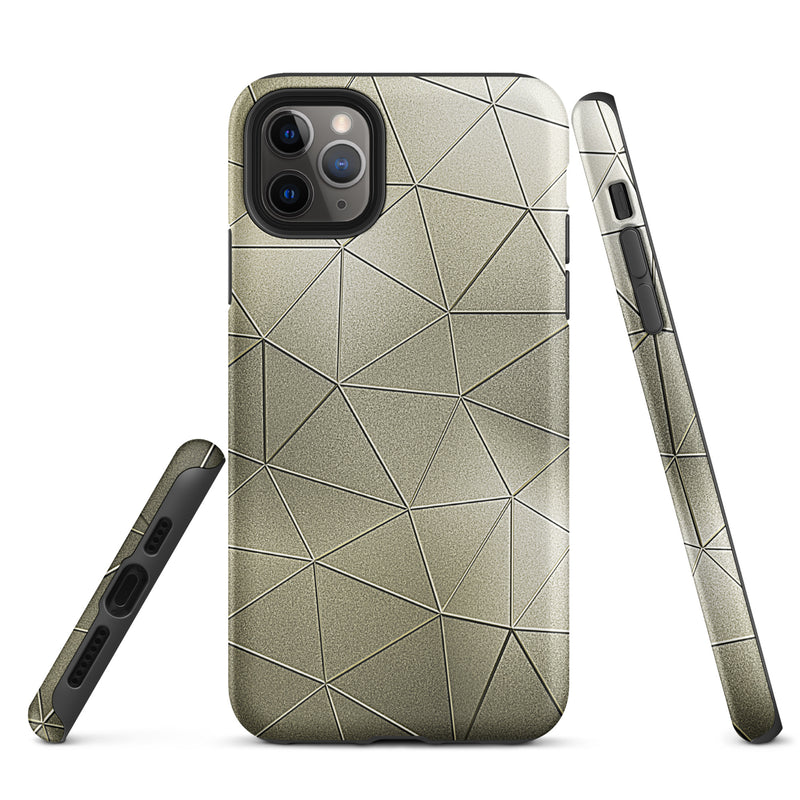 Load image into Gallery viewer, Golden Polygon Metal iPhone Case Hardshell 3D Wrap Thermal CREATIVETECH
