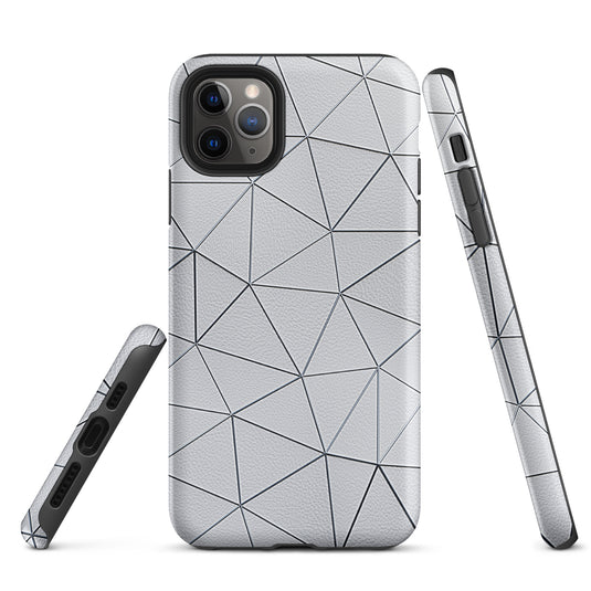 Silver Polygon White Leather iPhone Case Hardshell 3D Wrap Thermal CREATIVETECH