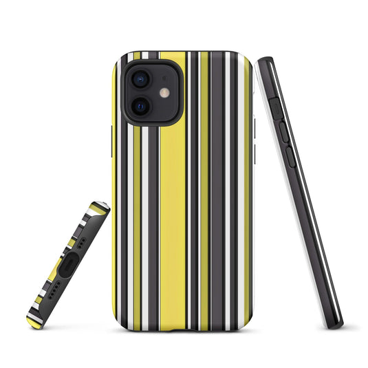 Yellow Black White Ribbed Colorful iPhone Case Double Layer Impact Resistant Tough 3D Wrap Matte or Glossy Finish CREATIVETECH