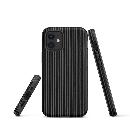 Black Ribbed Carbon Fiber iPhone Case Double Layer Impact Resistant Tough 3D Wrap Matte or Glossy Finish CREATIVETECH