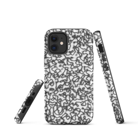 Black White Organic Pattern Colorful Hardshell iPhone Case Double Layer Impact Resistant Tough 3D Wrap Matte or Glossy Finish CREATIVETECH