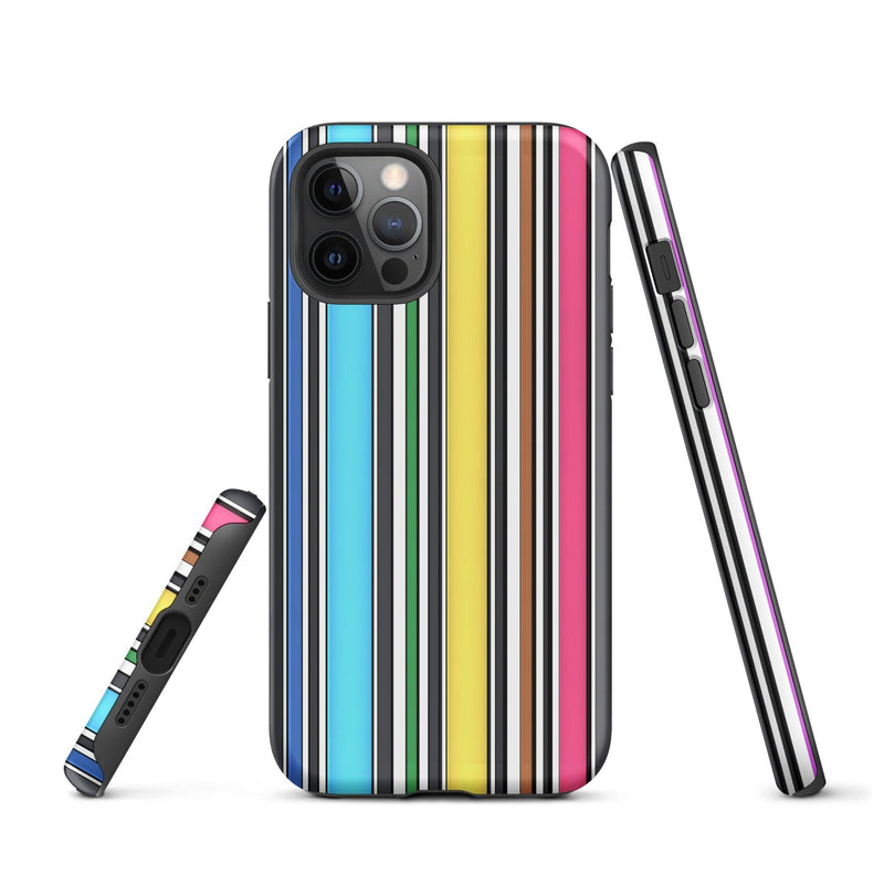 Load image into Gallery viewer, Rainbow Striped Colorful Hardshell iPhone Case Double Layer Impact Resistant Tough 3D Wrap Matte or Glossy Finish CREATIVETECH
