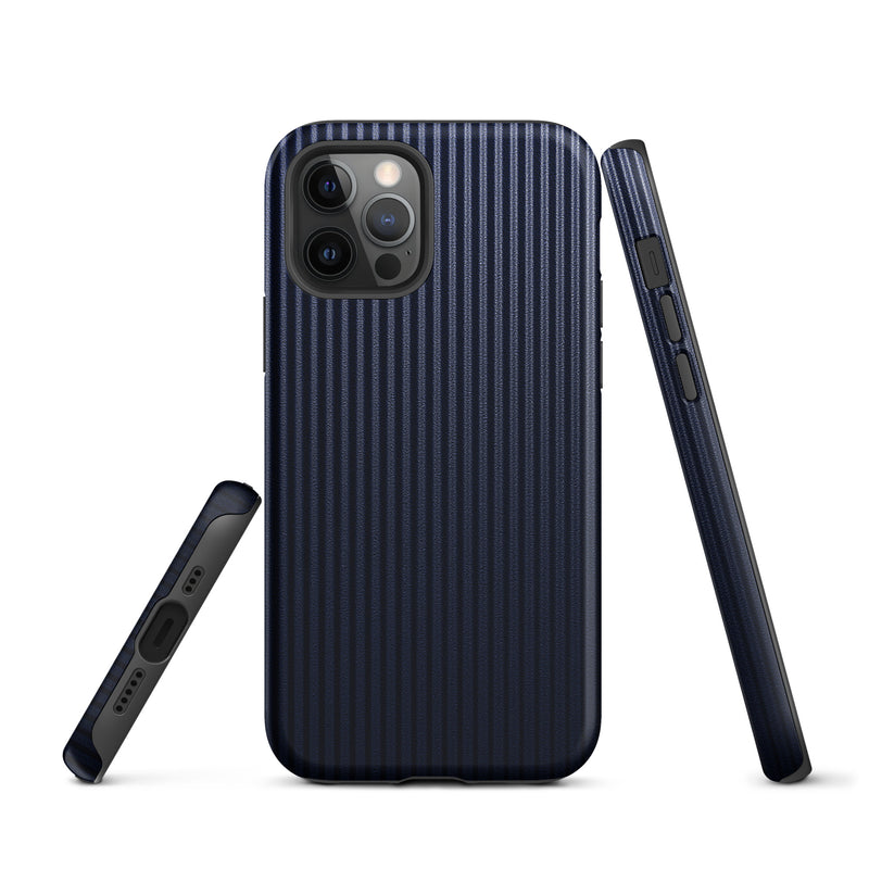 Load image into Gallery viewer, Dark Blue Striped iPhone Case Hardshell 3D Wrap Thermal CREATIVETECH
