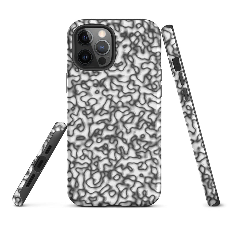 Load image into Gallery viewer, Black White Organic Pattern Colorful Hardshell iPhone Case Double Layer Impact Resistant Tough 3D Wrap Matte or Glossy Finish CREATIVETECH
