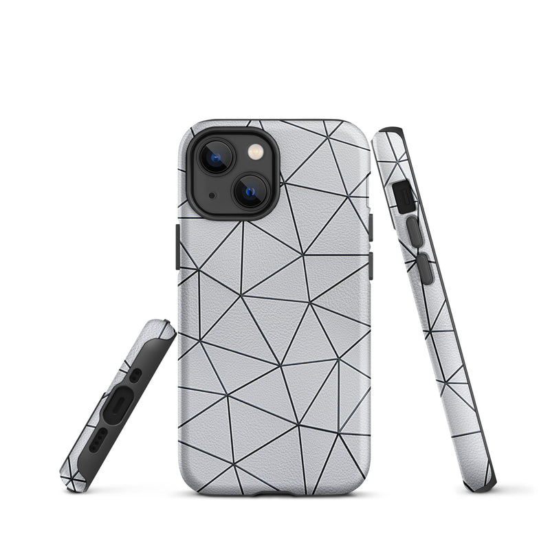 Load image into Gallery viewer, Polygon Black White Leather iPhone Case Hardshell 3D Wrap Thermal CREATIVETECH
