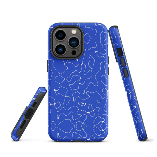Abstract Organic Blue Hardshell iPhone Case Double Layer Impact Resistant Tough 3D Wrap Matte or Glossy Finish CREATIVETECH