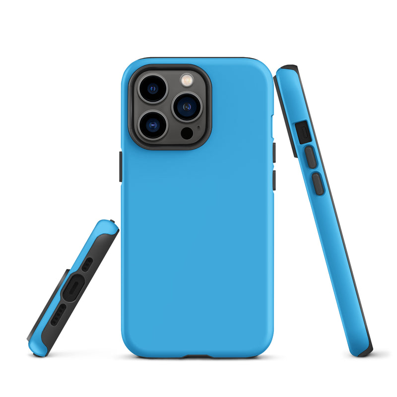 Load image into Gallery viewer, Deep Sky Blue iPhone Case Hardshell 3D Wrap Thermal Plain Color CREATIVETECH
