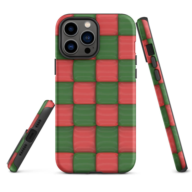 Load image into Gallery viewer, Red Green Chess Board Colorful Hardshell iPhone Case Double Layer Impact Resistant Tough 3D Wrap CREATIVETECH
