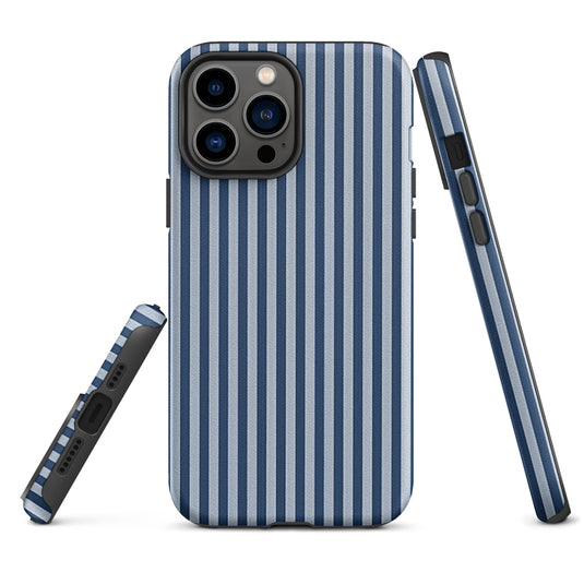 Blue White Textile Striped iPhone Case Hardshell 3D Wrap Thermal Plain Color CREATIVETECH