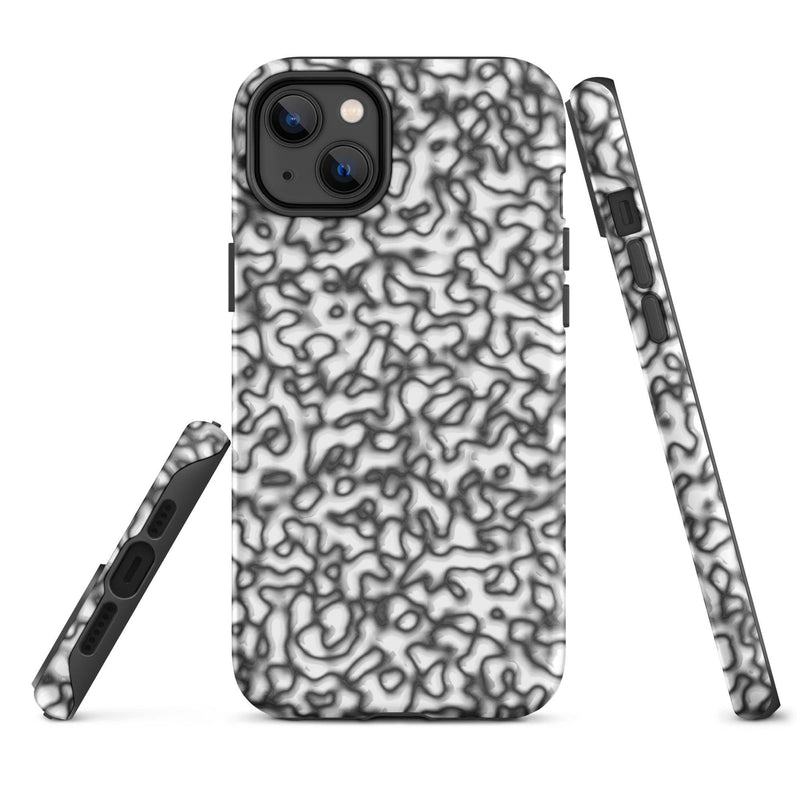 Load image into Gallery viewer, Black White Organic Pattern Colorful Hardshell iPhone Case Double Layer Impact Resistant Tough 3D Wrap Matte or Glossy Finish CREATIVETECH

