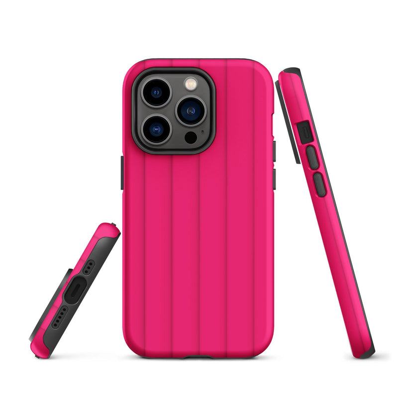 Load image into Gallery viewer, Berry Red Pink Ribbed Colorful iPhone Case Double Layer Impact Resistant Tough 3D Wrap Matte or Glossy Finish CREATIVETECH
