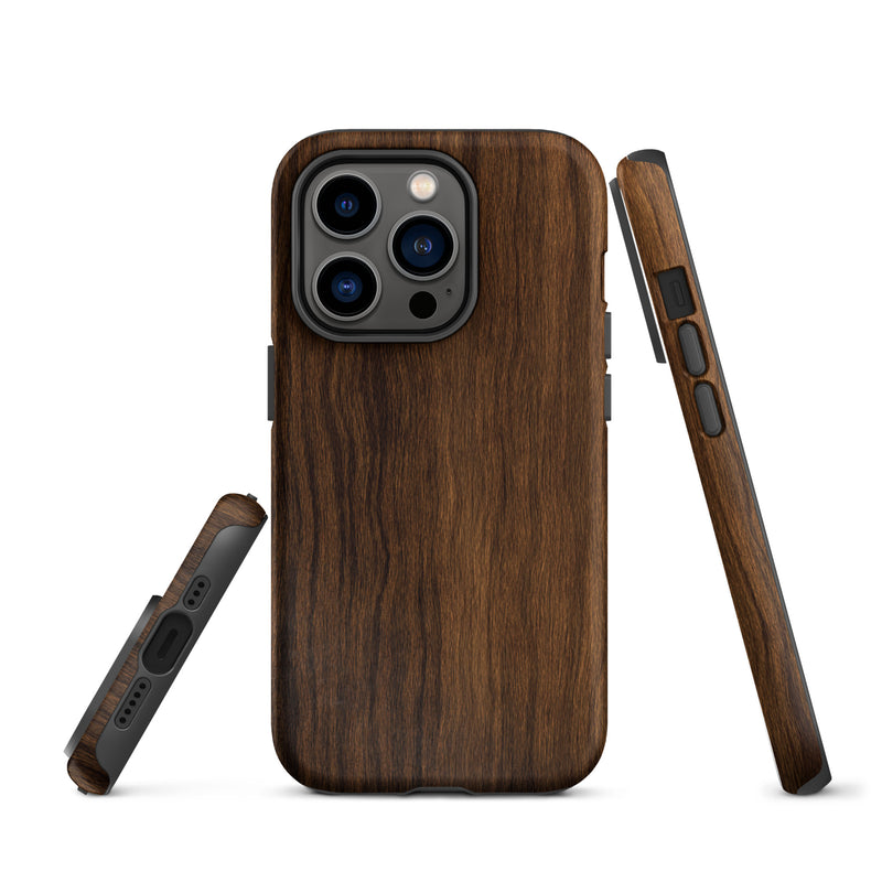 Load image into Gallery viewer, Medium Brown Wood iPhone Case Hardshell 3D Wrap Thermal CREATIVETECH
